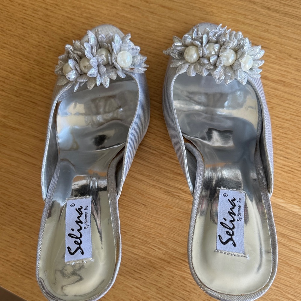 Selina Silver Embellished Women's Mules